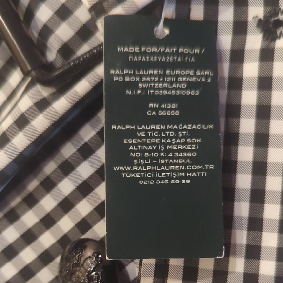 Ralph Lauren Gingham Twill Plaid Twill Double Breasted Rain Coat With Belt - Picture 11 of 13